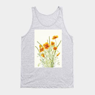 Mexican Gold Poppy - Botanical Illustration Tank Top